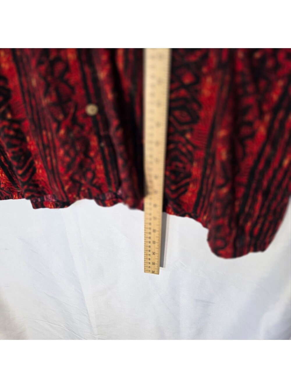 #0280 Puritan Men's 2XL Rayon Button-Up Shirt Red and Black Pattern - Picture 6 of 6